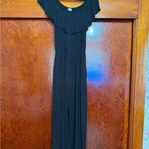 Elegant Black Ruffled Jumpsuit